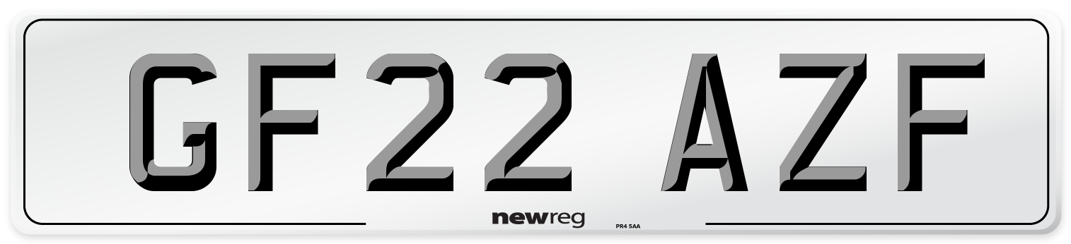 GF22 AZF Number Plate from New Reg